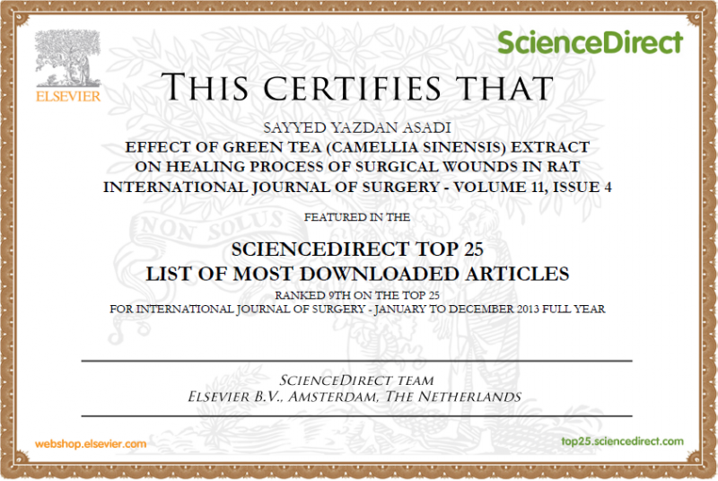 the sciencedirect top 25 list of most downloaded articles ranked 9th on the top 25 for international journal of surgery